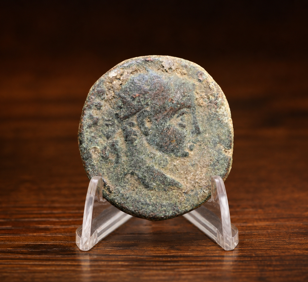 Moeda Romana Provincial de Heliogábalo, cunhada em Antioquia (218–222 d.C.)