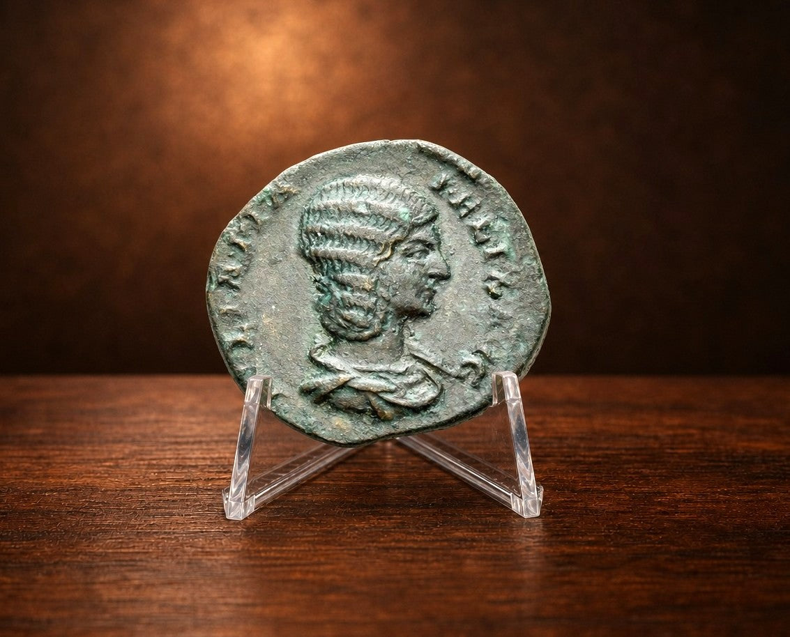 Moeda Romana Escassa Asse de Julia Domna, Roma, 211 a 217 d.C.