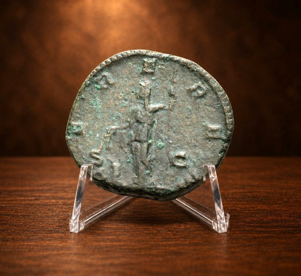 Moeda Romana Escassa Asse de Julia Domna, Roma, 211 a 217 d.C.