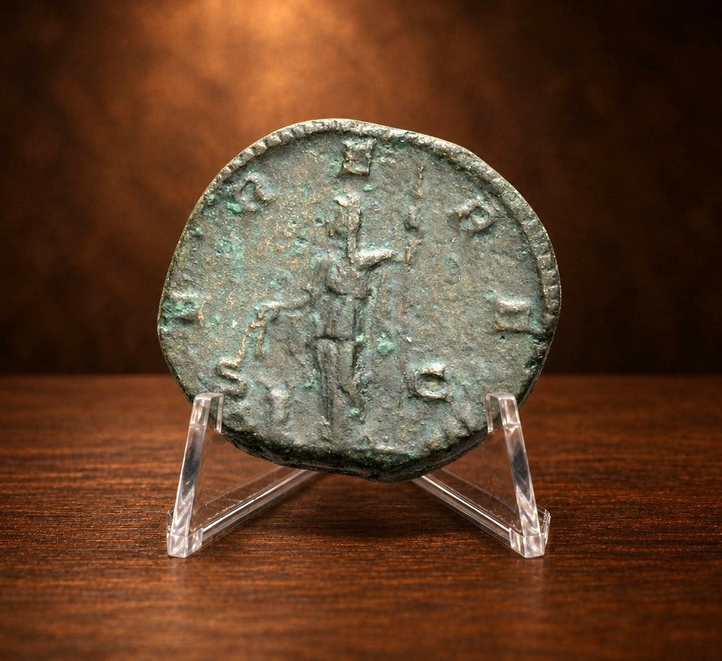 Moeda Romana Escassa Asse de Julia Domna, Roma, 211 a 217 d.C.