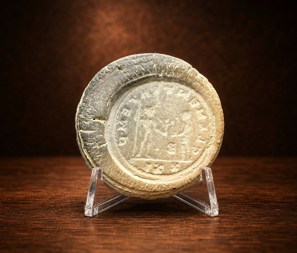 Raro Artefato Romano, Molde de Moedas de Constantino I, Oficina Indeterminada, século 400 aC.