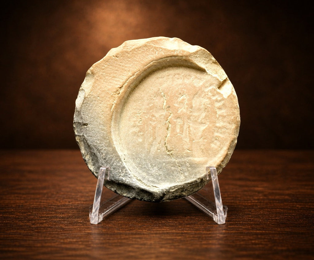Raro Artefato Romano, Molde de Moedas de Constantino I, Oficina Indeterminada, século 400 aC.