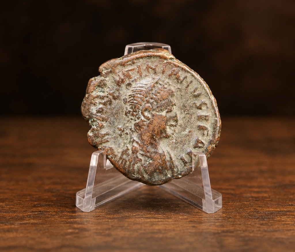 Moeda Romana AE4 de Valentiniano II, Antioquia (378 a 383 d.C.)