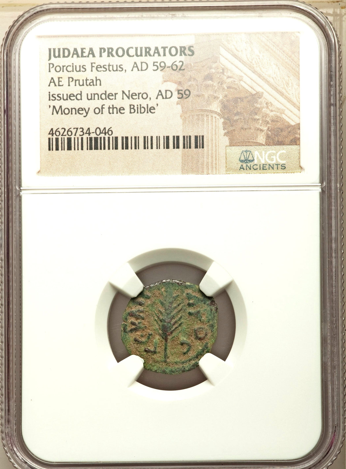 Moeda Bíblica Prutá de Porcius Festus sob Nero (59-63 dC) Certificada NGC – imagem 3