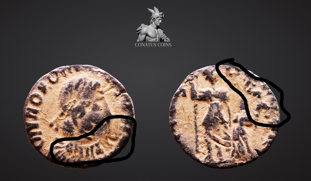 Moeda Romana de Honorius (395-423 dC) com Erro de Cunhagem Raro. – imagem 2