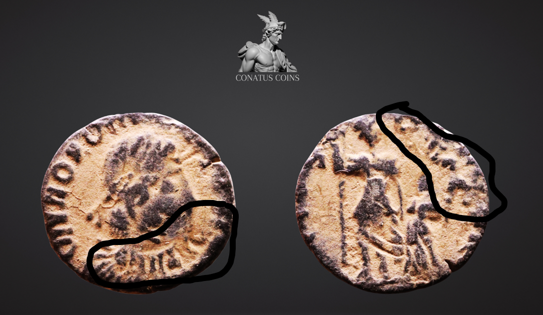 Moeda Romana de Honorius (395-423 dC) com Erro de Cunhagem Raro. – imagem 2