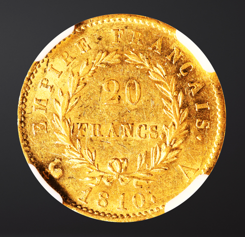 Moeda francesa escassa 20 francos (ouro) de Napoleão Bonaparte como Imperador da França (1804-1814; 1815) – imagem 2