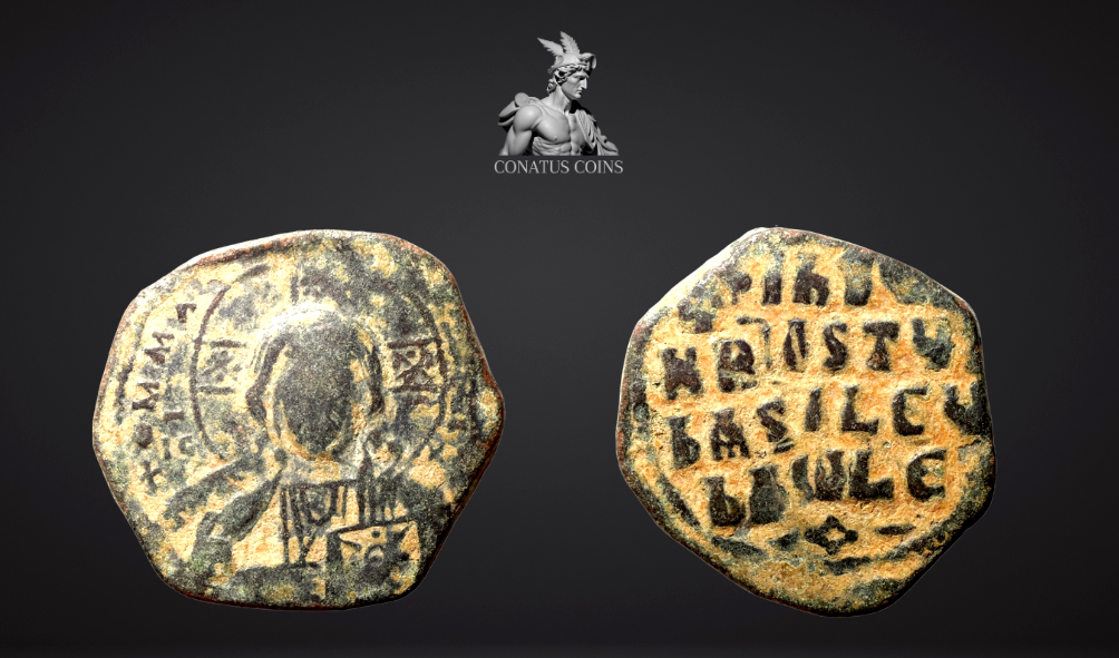 Moeda Bizantina de Basil II & Constantine VIII (976-1025 d.C.) Busto de Cristo! – imagem 1