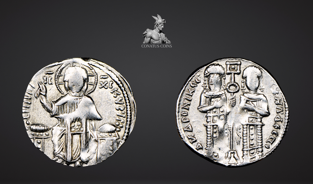 Moeda Bizantina de Andronicus II Palaeologus e Michael IX (1294-1320 dC) – imagem 1