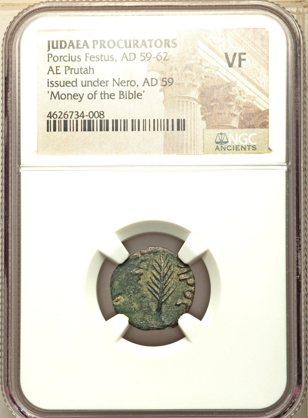 Moeda Bíblica Prutá de Porcius Festus sob Nero (59-63 dC) Certificada NGC – imagem 3