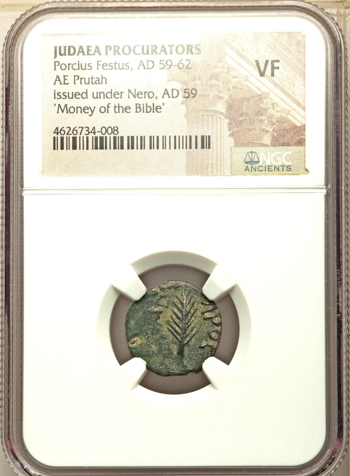 Moeda Bíblica Prutá de Porcius Festus sob Nero (59-63 dC) Certificada NGC – imagem 3