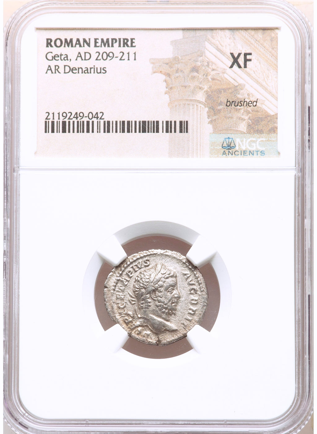 Moeda Romana Denarius raro de Geta (Augusto, 209-212 dC) – imagem 4