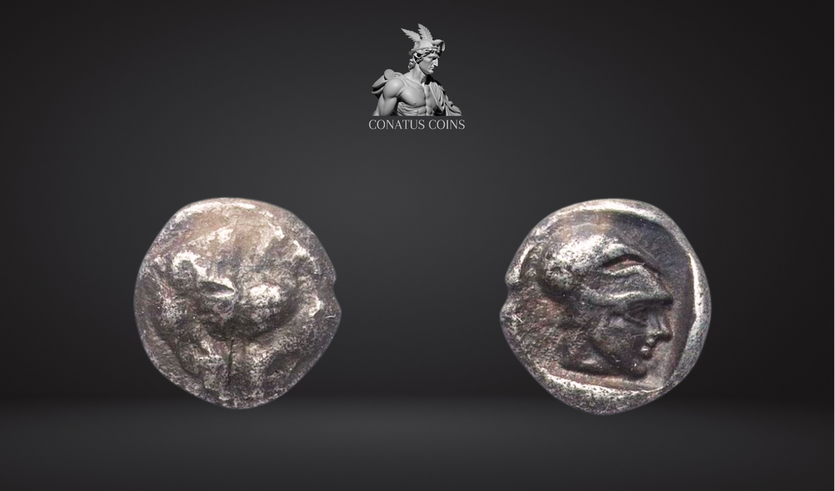 Moeda Grega Rara 1/24 Stater da Ilha de Lesbos (Circa 500-450 aC). – imagem 1
