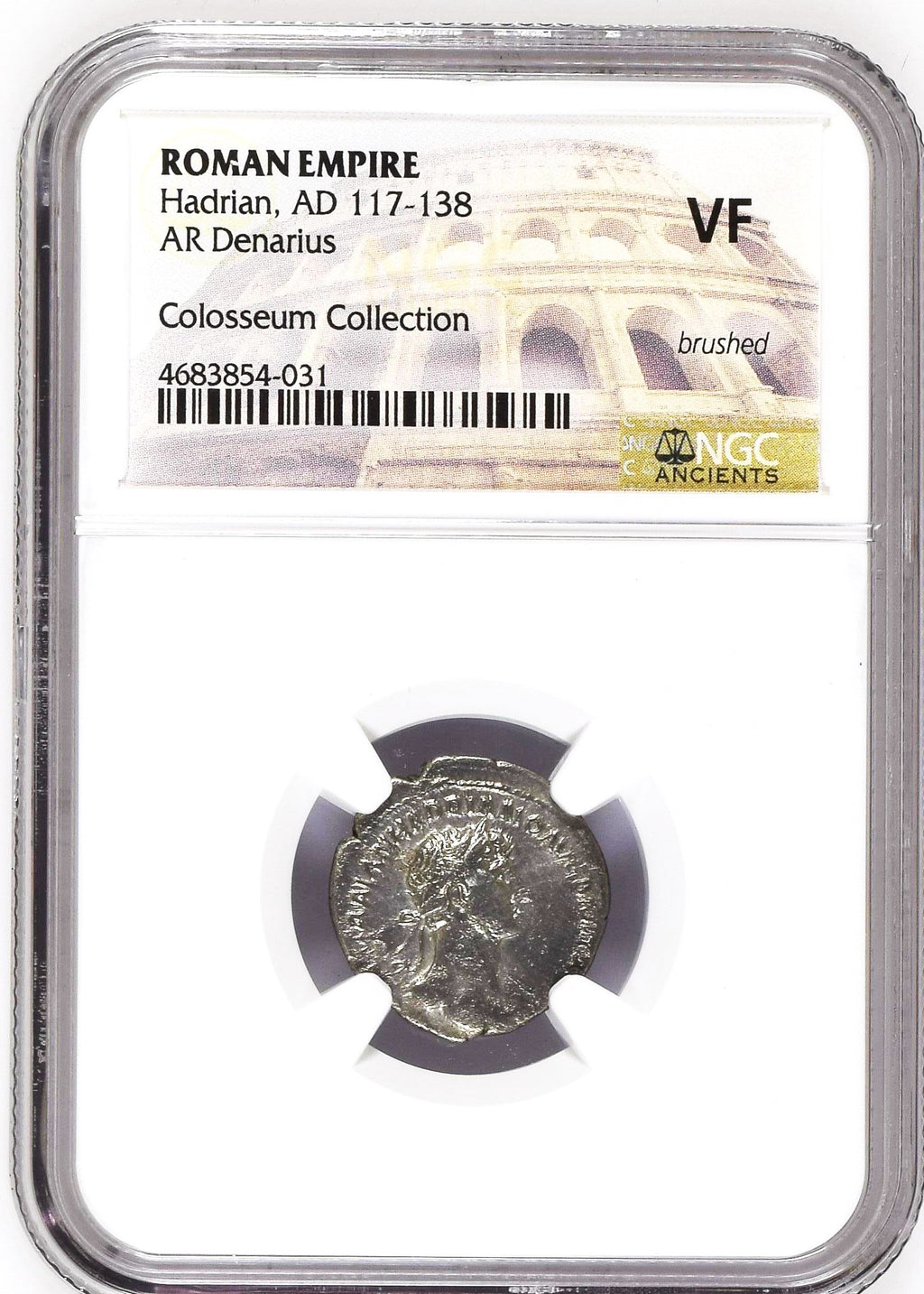 Moeda Romana Escassa Denarius de Hadrian (117 dC) – imagem 2