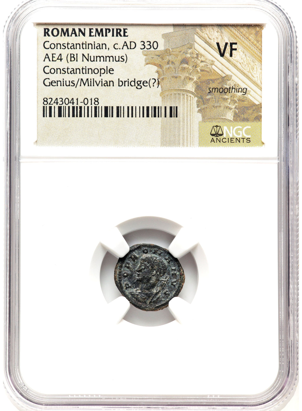 Moeda Romana Rara de Constantino O Grande - comemorativa da Ponte Mílvia (c. 330 dC) Certificada NGC – imagem 4