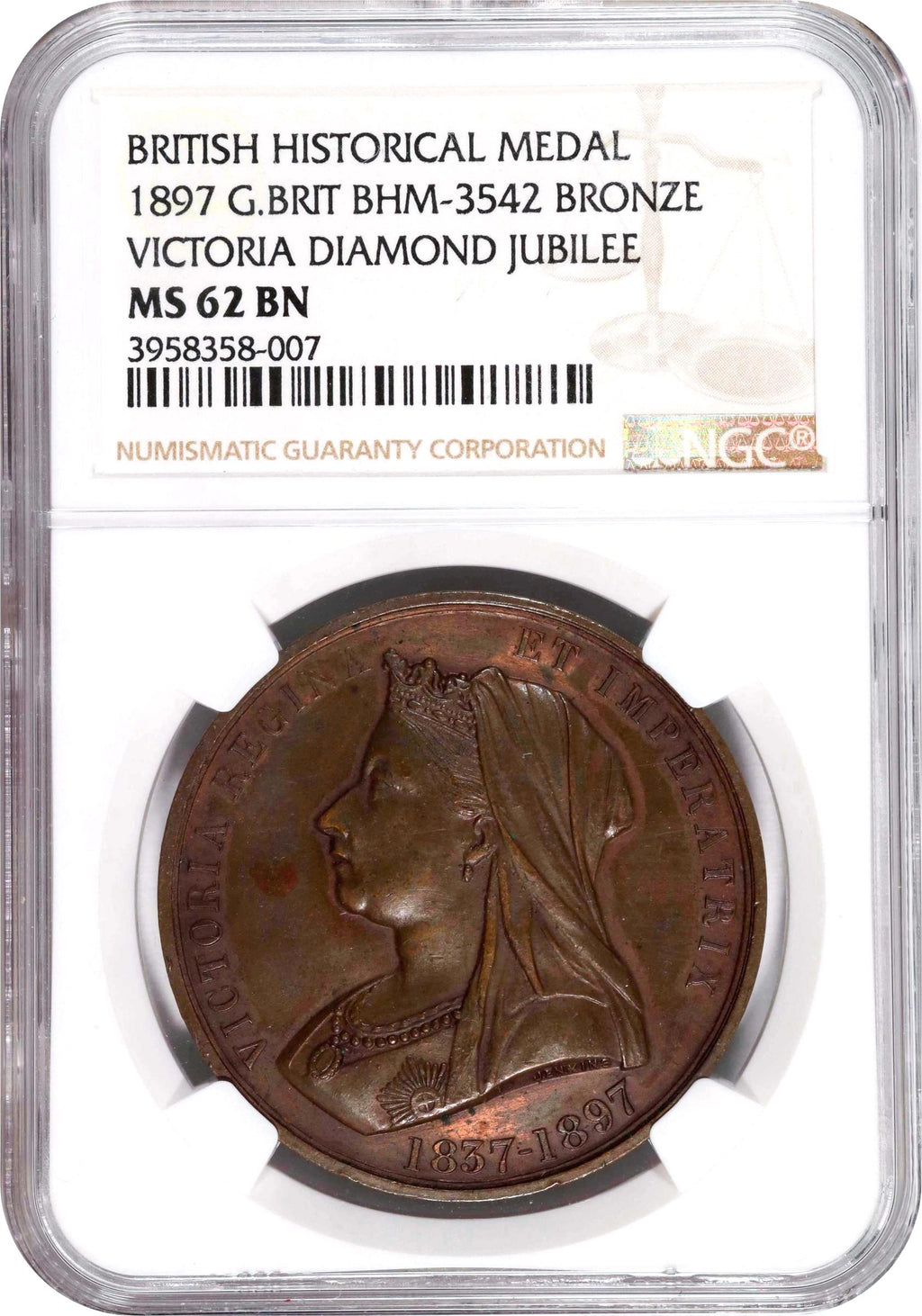 Medalha Jubileu de Diamante da Rainha Victória da Inglaterra (1897) Certificada NGC MS-62. – imagem 3