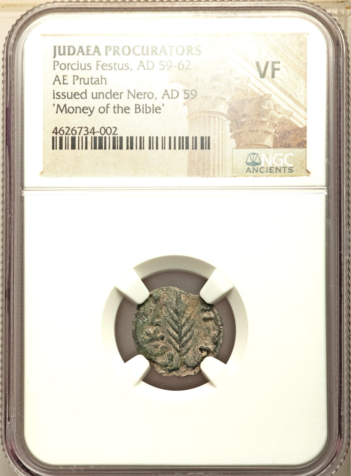 Moeda Bíblica Prutá de Porcius Festus sob Nero (59-63 dC) Certificada NGC – imagem 3