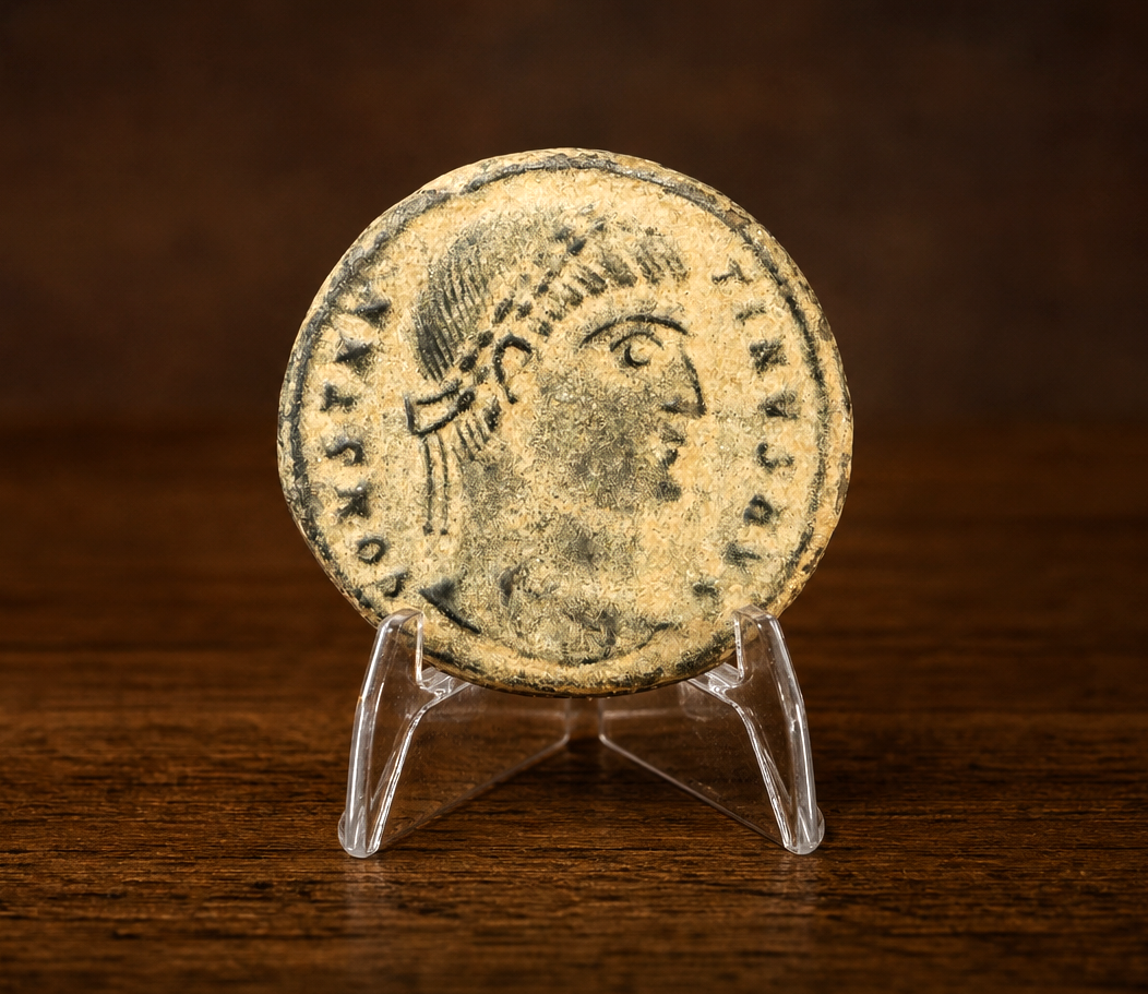 Moeda Romana Fólis de Constantino I, Cízico (324–325 d.C.) – imagem 1