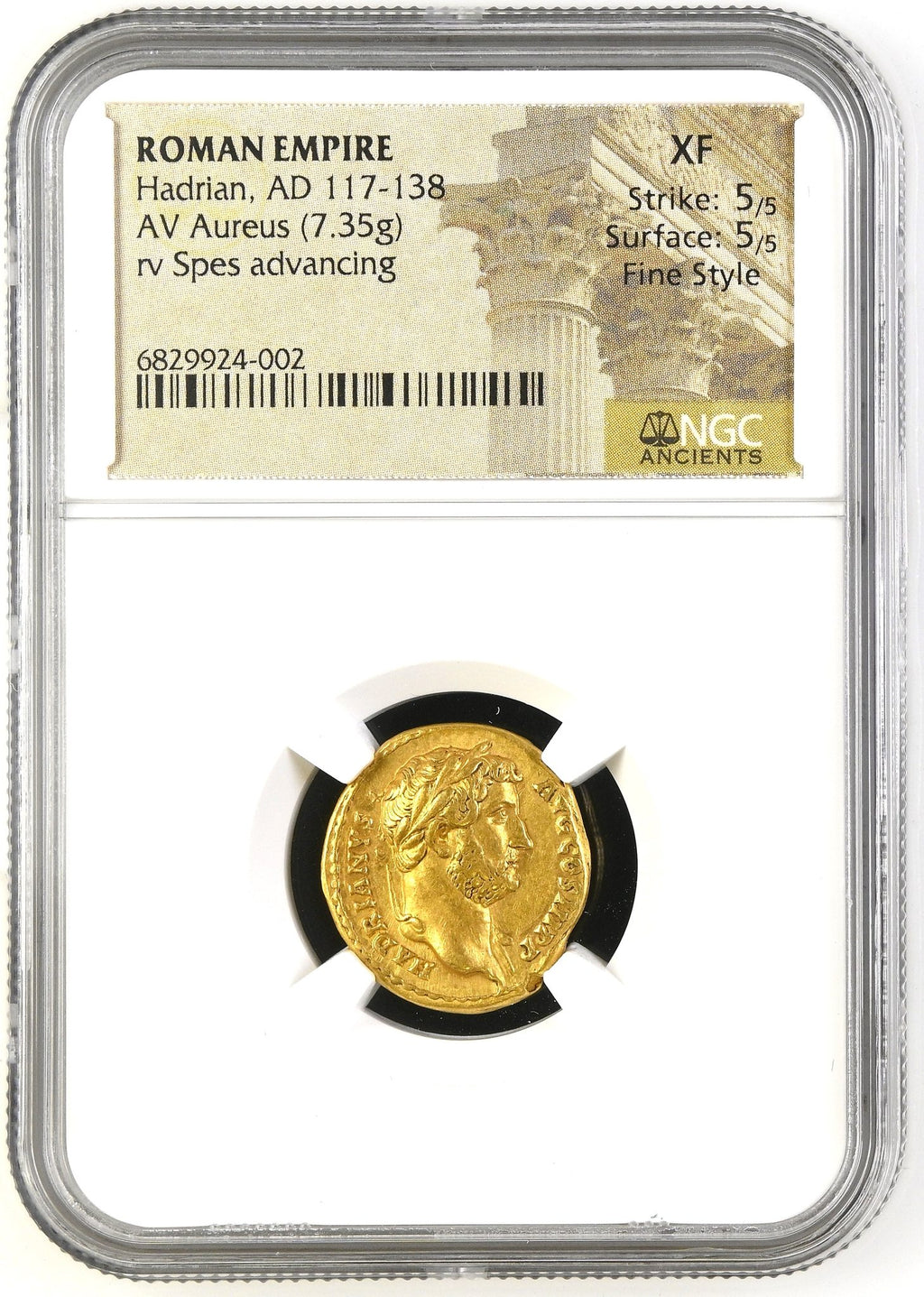 Moeda Romana Aureus de Hadrian (117-138 dC) certificada NGC. – imagem 3
