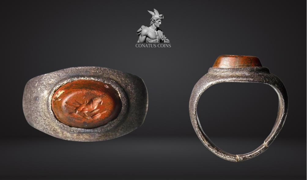 Raro Anel de prata romano com jaspe (200-300 dC) – imagem 3