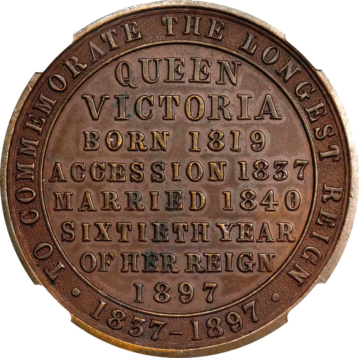 Medalha Jubileu de Diamante da Rainha Victória da Inglaterra (1897) Certificada NGC MS-62. – imagem 2