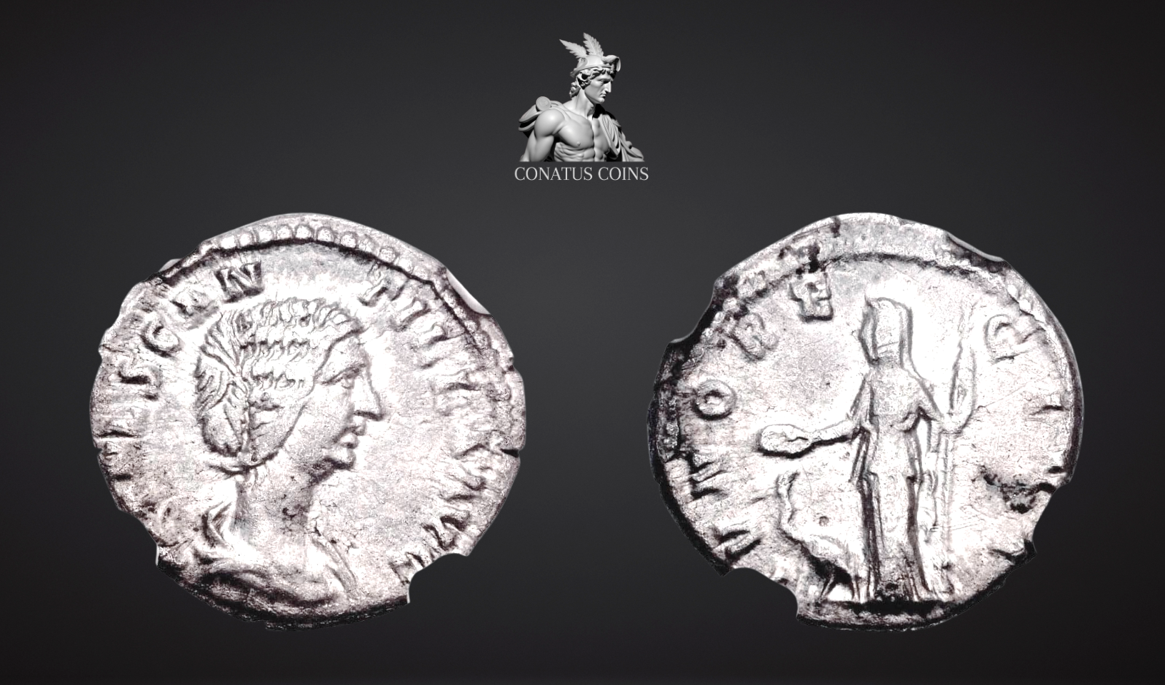 Moeda Romana Raríssimo denarius de Manlia Scantilla, Augusta, 193 dC. – imagem 1