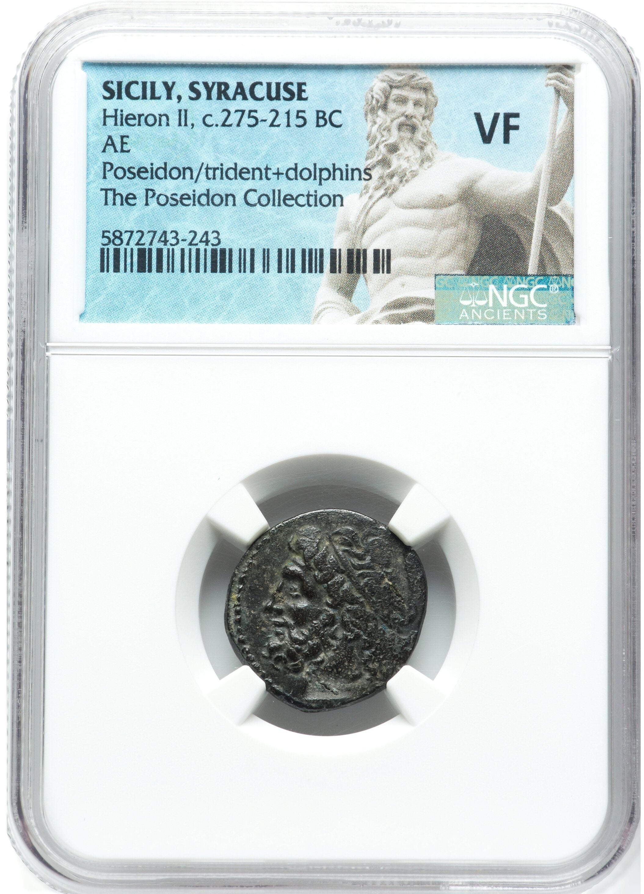 Moeda Grega de Siracusa com Poseidon. Hieron II (ca. 275-215 aC) Pose – imagem 3