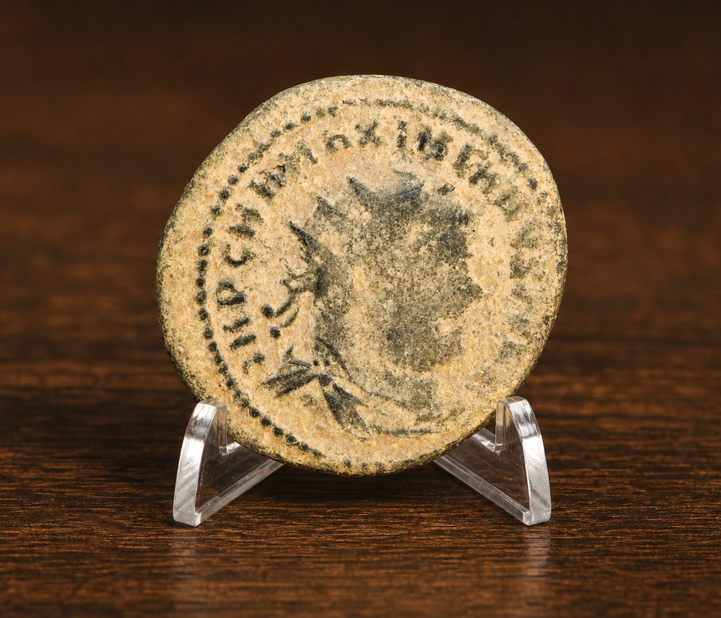 Moeda Romana Radiado de Bronze de Maximiano, Cízico (295 a 299 d.C.) – imagem 1