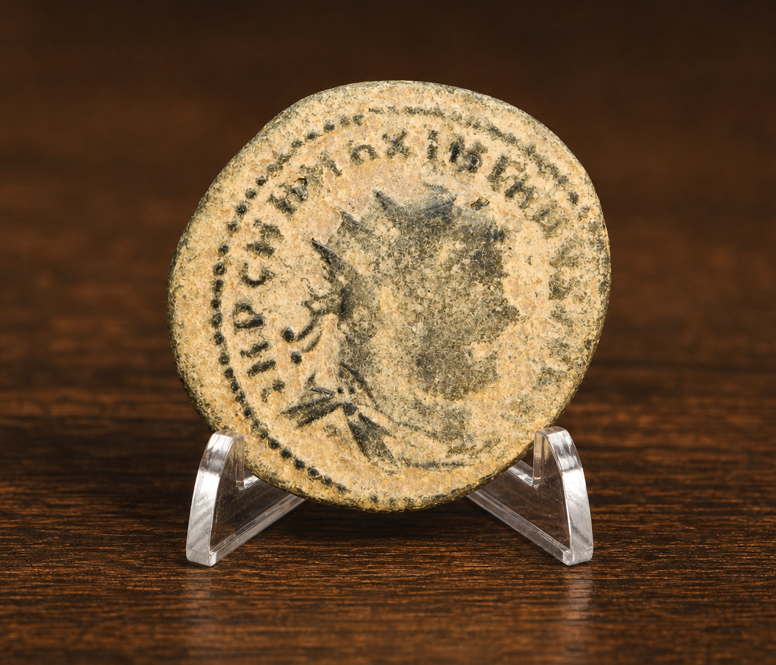 Moeda Romana Radiado de Bronze de Maximiano, Cízico (295 a 299 d.C.) – imagem 1