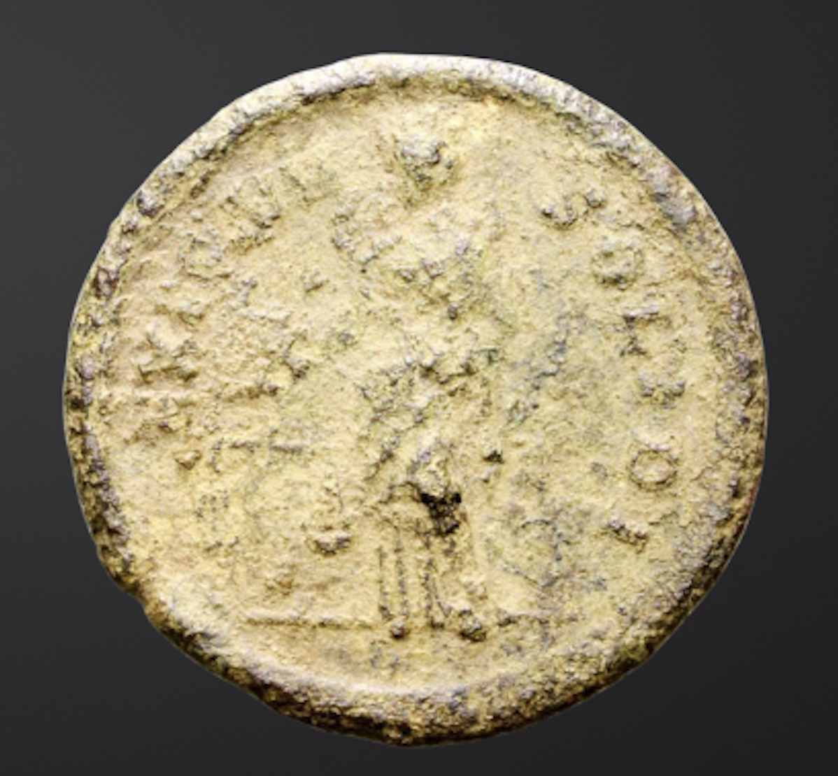 Moeda Romana Raríssima com três imperadores (402-408 dC) – imagem 2