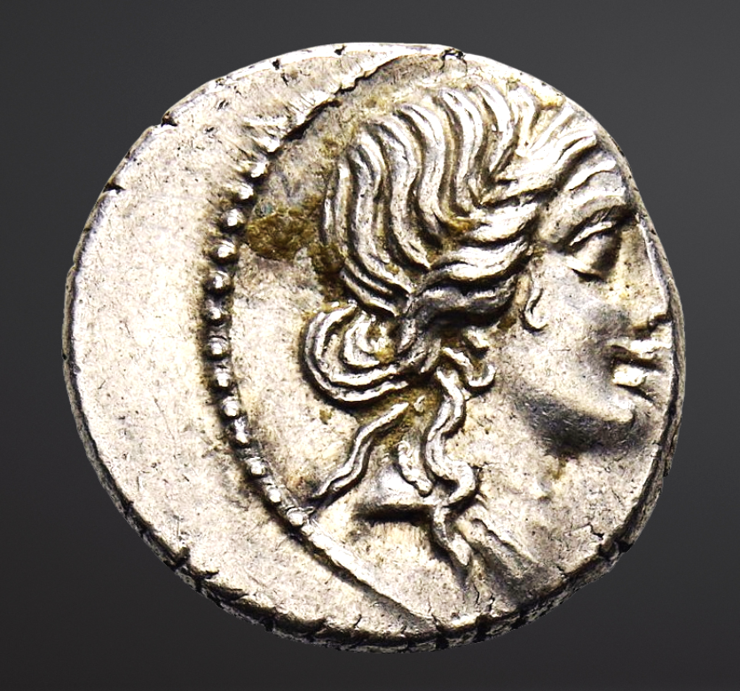 Moeda Romana Denarius de Júlio César, como ditador (49-44 aC) – imagem 2