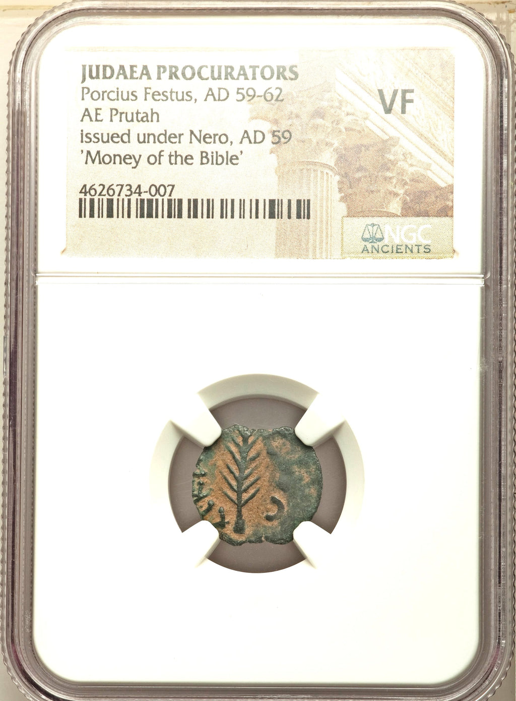 Moeda Bíblica Prutá de Porcius Festus sob Nero (59-63 dC) Certificada NGC – imagem 3