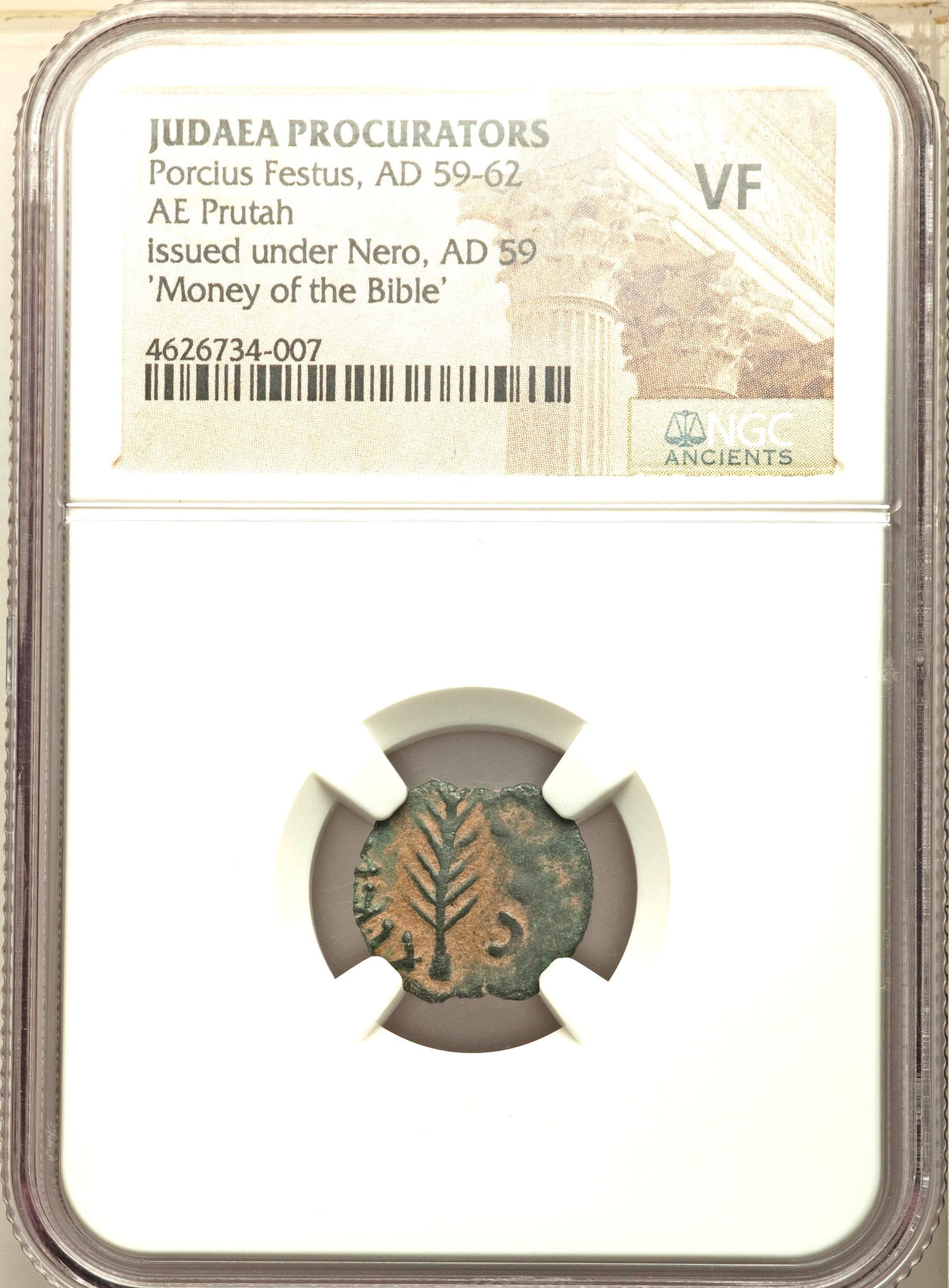 Moeda Bíblica Prutá de Porcius Festus sob Nero (59-63 dC) Certificada NGC – imagem 3