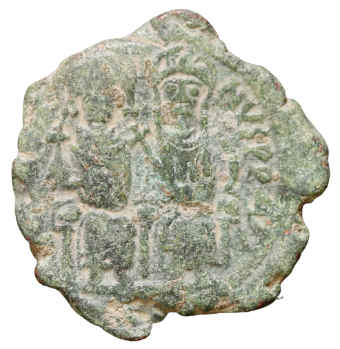 Moeda Bizantina Nummus de Iustin II e Sophia (565-578 dC). – imagem 1