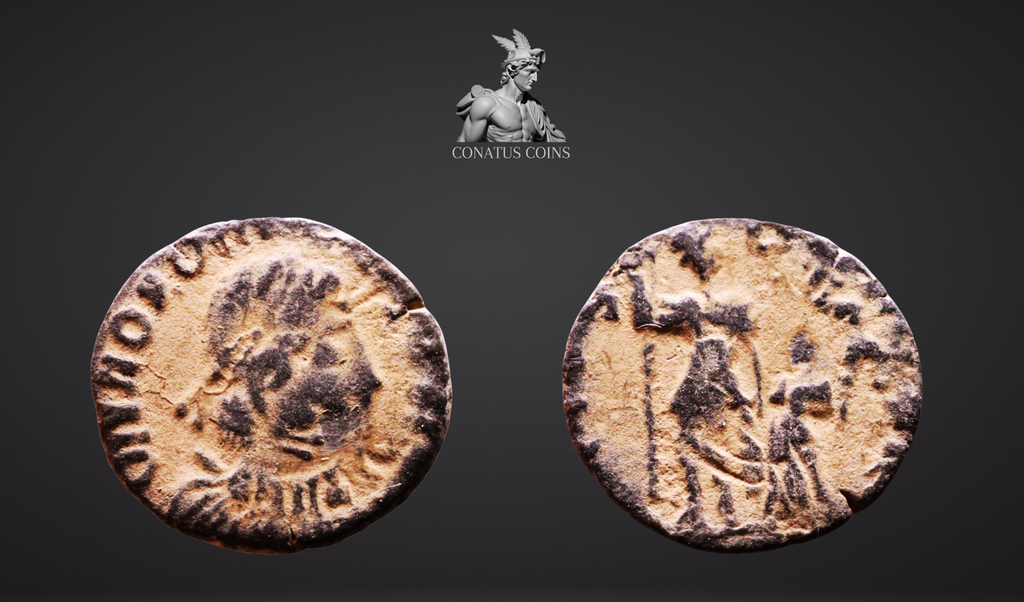 Moeda Romana de Honorius (395-423 dC) com Erro de Cunhagem Raro. – imagem 1
