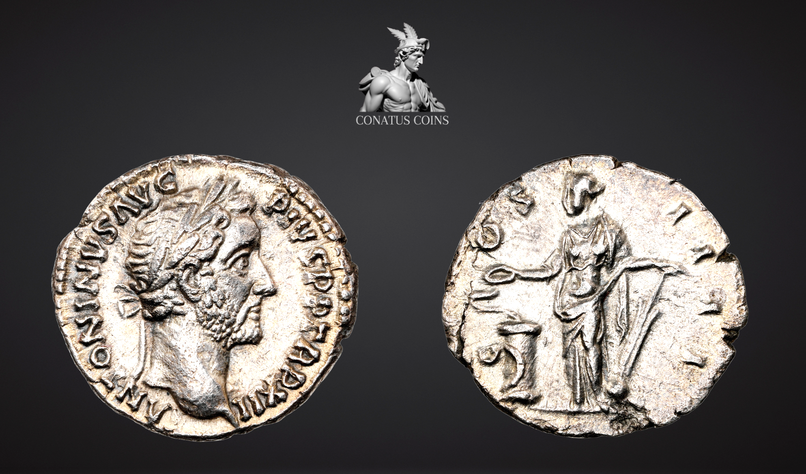 Moeda Romana Denarius de Antoninus Pius (138-161 dC) – imagem 1