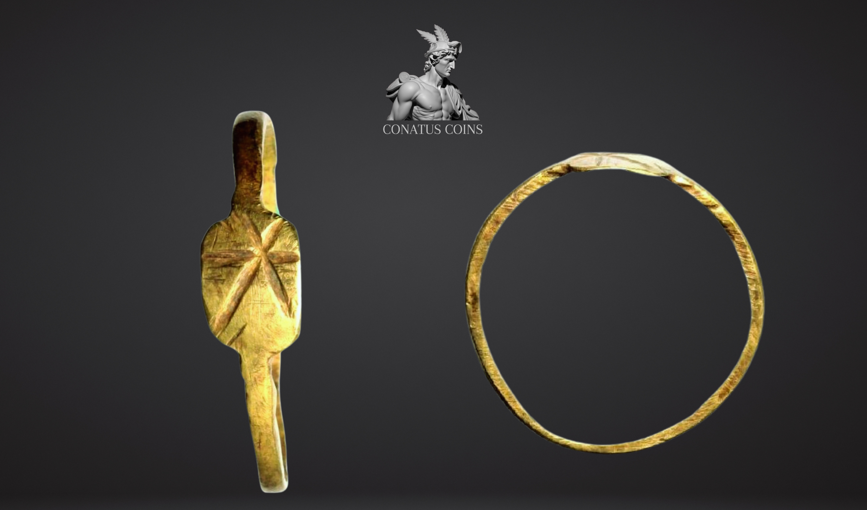 Artefato Romano: Anel de ouro gravado com estrela (200-400 dC) – imagem 1