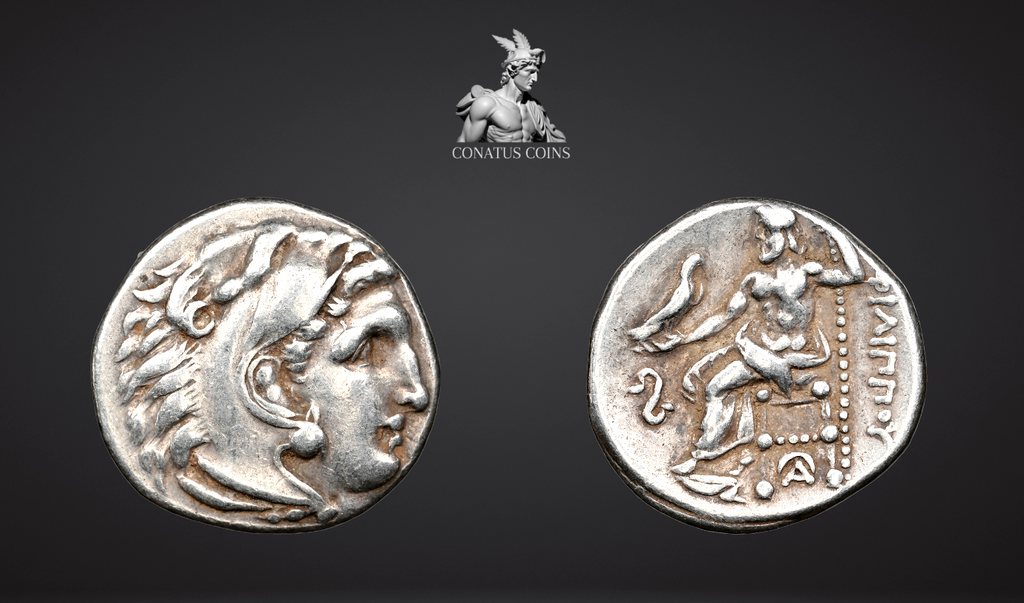 Moeda Grega Dracma de Filipe III Arridaeus (323-317 a.C.) Certificada NGC. – imagem 1