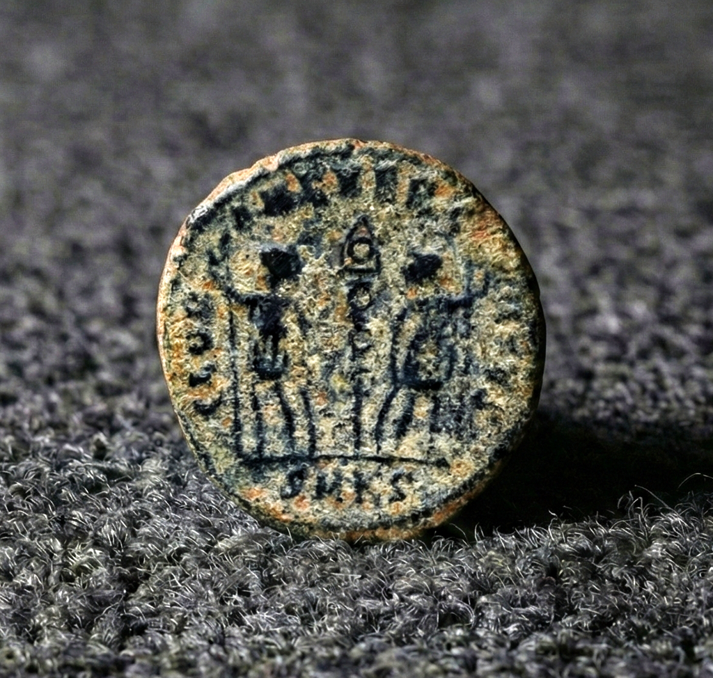Moeda Romana nummus de Constantius II Caesar (AD 324–337) – imagem 2
