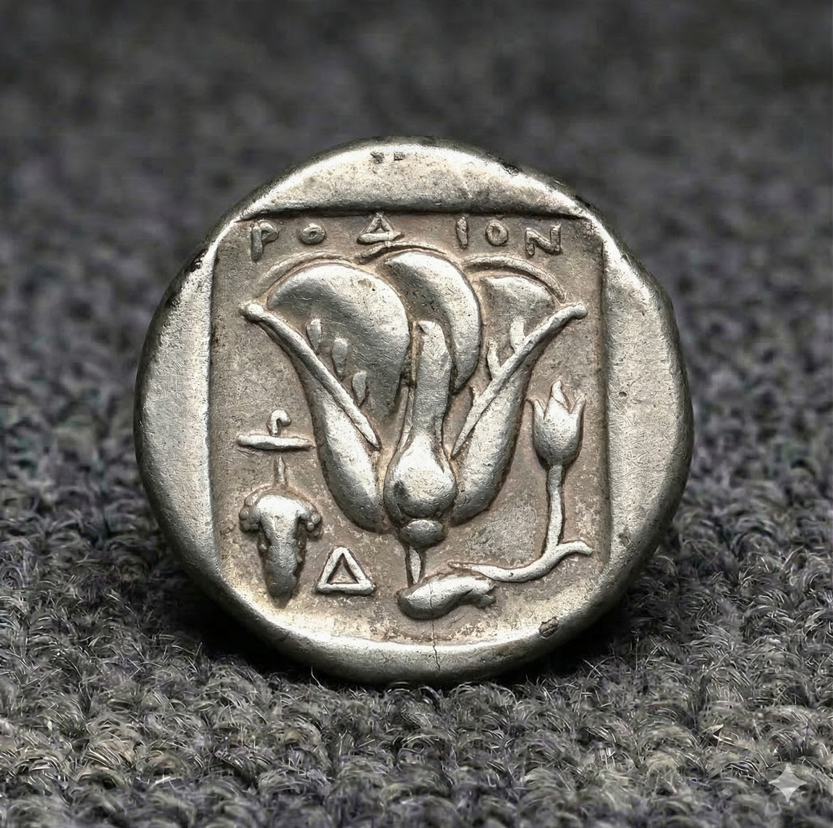 Moeda Grega Didracma de Rodes (340-316 a.C.) – imagem 2