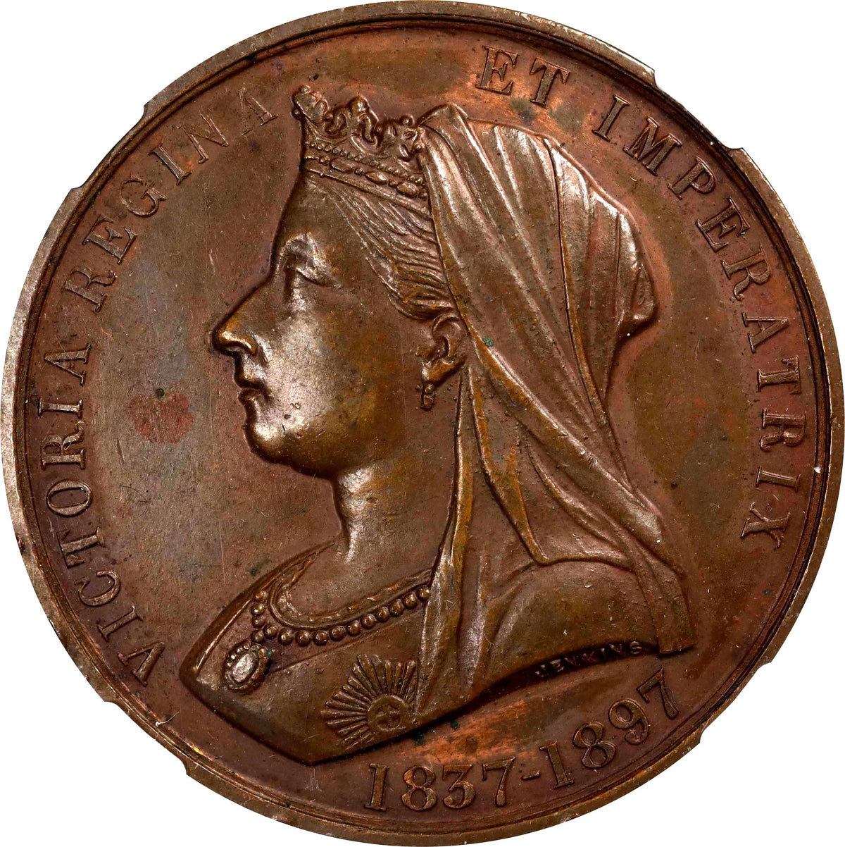 Medalha Jubileu de Diamante da Rainha Victória da Inglaterra (1897) Certificada NGC MS-62. – imagem 1