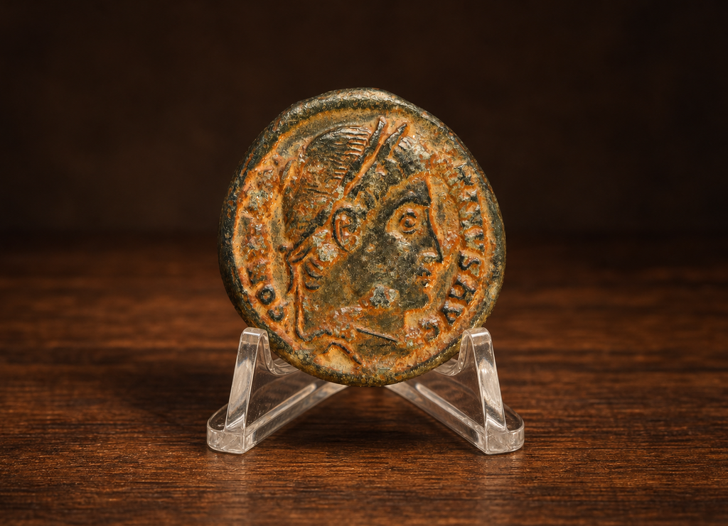 Moeda Romana Imperial Follis de Constantino I, o Grande (328 a 329 d.C.) – imagem 1