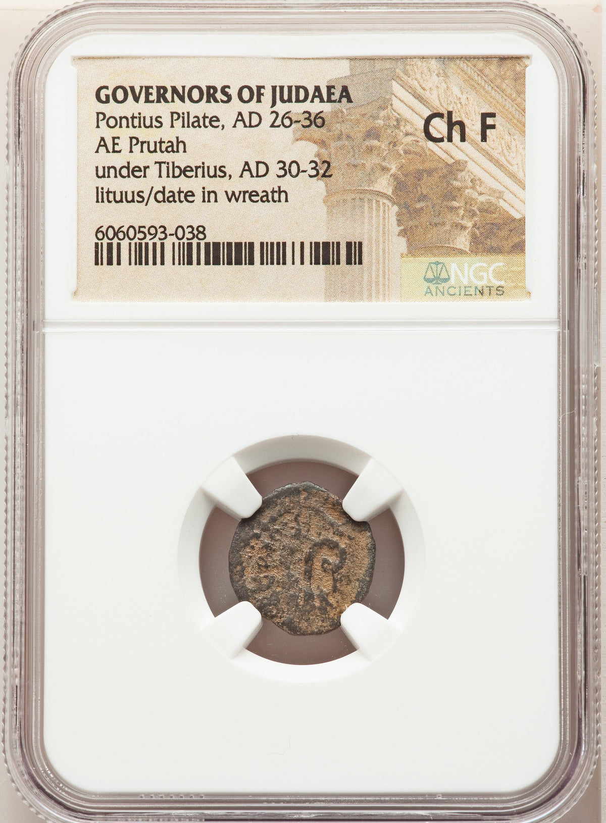 Moeda Bíblica de Pôncio Pilatos da Judaea (31 dC) Certificada NGC – imagem 1