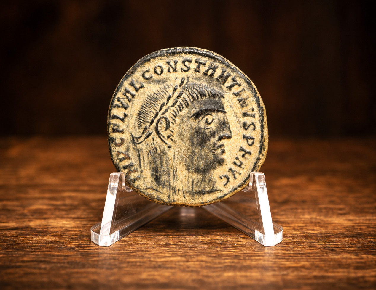 Moeda Romana Fólis de Constantino I, Nicomédia (313–317 d.C.) – imagem 1