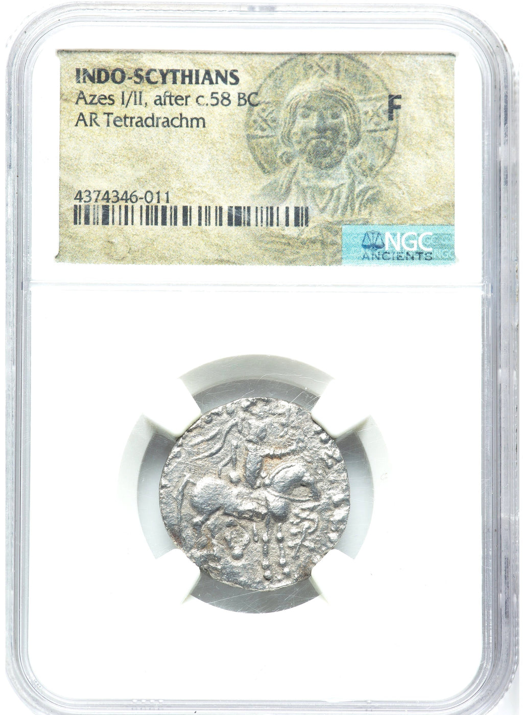 Moeda Tetradracma do Reino Indo-Cita de Azes I/II (ca. 58-12 a.C.) – imagem 1