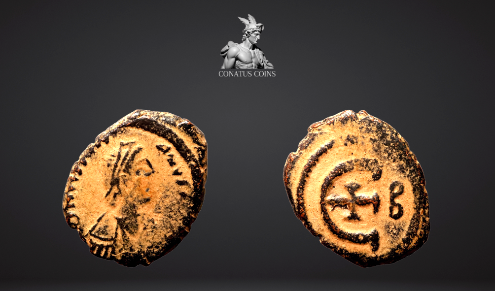 Moeda Bizantina Pentanummium de Justiniano I (527-565 dC) – imagem 1