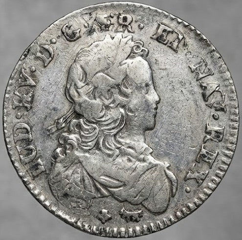 Moeda Real da França 1/6 escudo de prata de Louis XV (o Bem-Amado, 1715–1774) – imagem 1