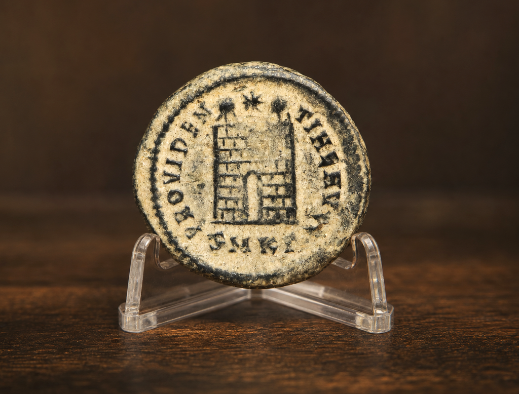 Moeda Romana Fólis de Constantino I, Cízico (324–325 d.C.) – imagem 2