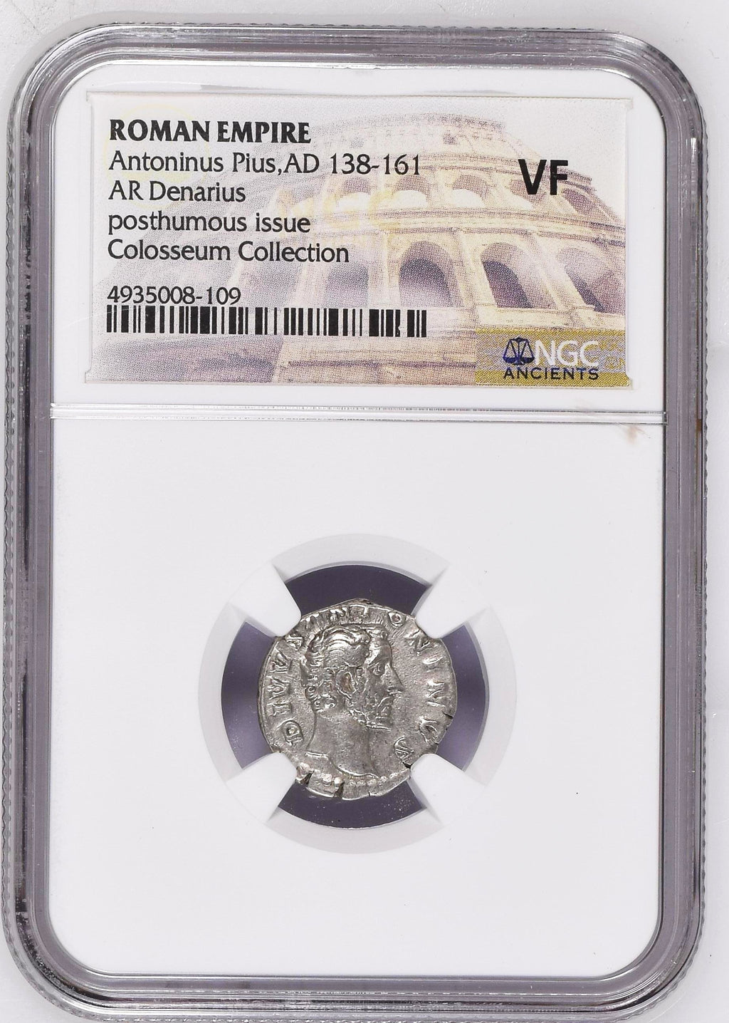 Moeda Romana Escassa Denarius de Antoninus Pius (161 dC) – imagem 2