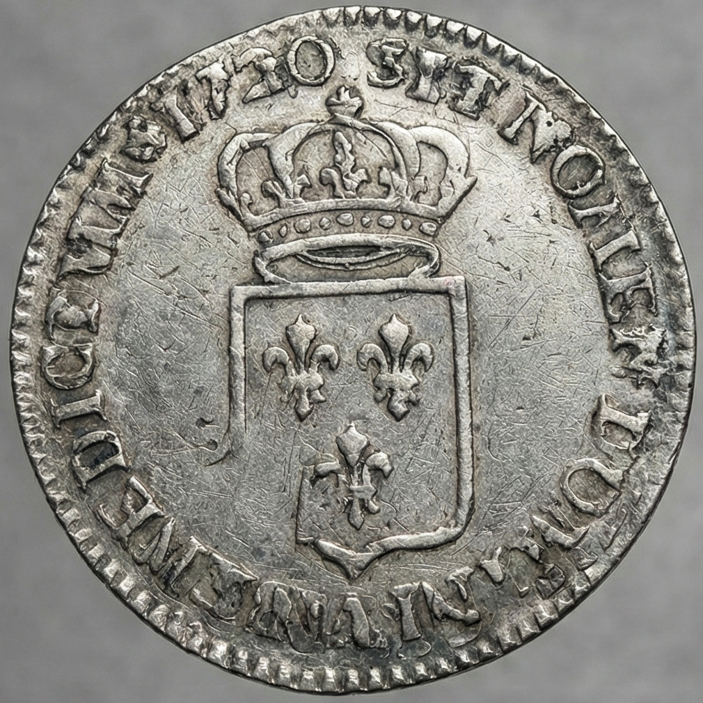 Moeda Real da França 1/6 escudo de prata de Louis XV (o Bem-Amado, 1715–1774) – imagem 2
